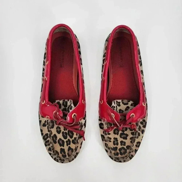 Sperry Leopard Print Red Brown Spotted Flats Size 7 Medium A-13 CH73 - Picture 5 of 6